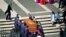 The coffin of late Pope Francis is carried by pallbearers into Santa Maria Maggiore Basilica in Rome on April 26, 2025.