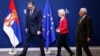 Predsednik Srbije Aleksandar Vučić, predsednica Evropske komisije Ursula fon der Lajen i predsednik Evropskog saveta Antonio Košta, 10. decembar 2025.