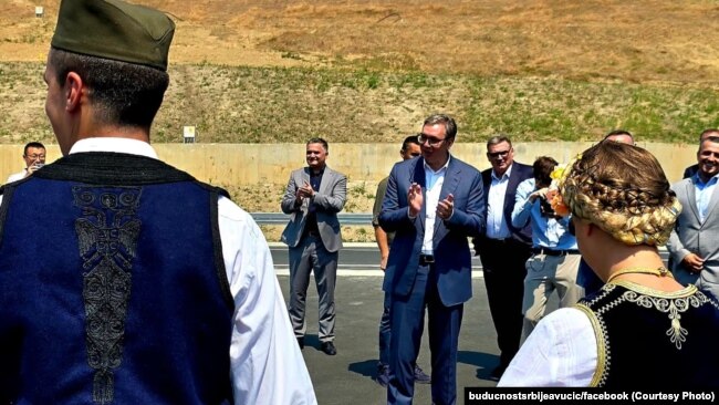 Vučić at the official opening ceremony of the highway section, July 5, 2025.