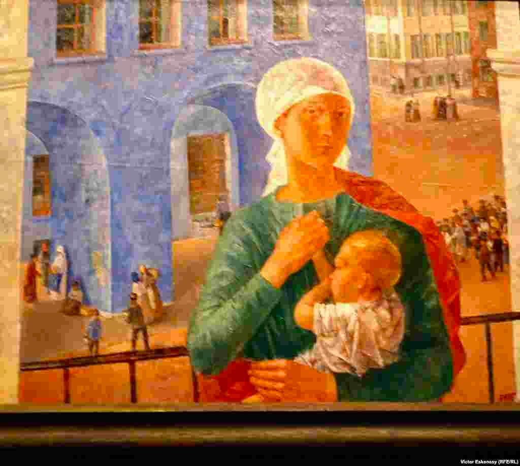 Kuzma Petrov-Vodkin, 1918 la Petrograd (Madonna Petrogradului), 1920.