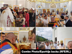 Momčilo Gajić kao kum slave u crkvi u Novom Sadu 2023. godine