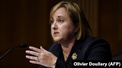 Julie Fisher, U.S. ambassador-designate to Belarus, testifies before a Senate Foreign Relations Committee hearing in Washington on June 9.