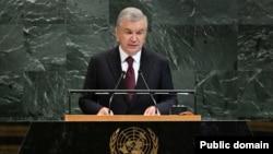 Президент Узбекистана Шавкат Мирзиёев во время выступления на сессии Генеральной Ассамблеи ООН. Фото с сайта президента Узбекистана