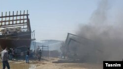 Fire in a boat factory in Bushehr port on Iran's Persian Gulf coast. July 15, 2020