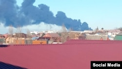 Пожар на нефтебазе в порту Темрюка после украинского удара в ночь на 25 декабря