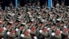 Iranian soldiers march during a military parade as they mark the country's annual army day in Tehran, April 18, 2019