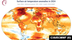 Температурные аномалии по сравнению с периодом 1991-2020 годов, Copernicus.