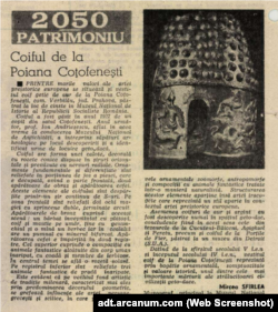 Coiful de la Coțofenești în numărul 17 al revistei Contemporanul, apărut pe 25 aprilie 1980. În perioada comunistă, o reprezentare a acestuia a apărut în filme. Actorul Amza Pellea l-a purtat în filmul „Dacii”.