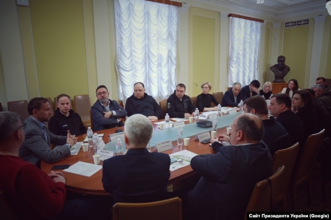 Учасники наради під керівництвом керівника ОП Кирила Буданова, присвяченої створенню Пантеону видатних українців. Київ, 28 березня 2026 року