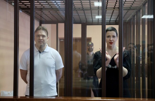 Maxim Znak e Maria Kalesnikova in tribunale il 6 settembre 2021