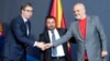 Predsjednik Srbije Aleksandar Vučić, tadašnji premijer Sjeverne Makedonije Zoran Zaev i albanski premijer Edi Rama nakon potpisivanja dokumenata tokom Skopskog ekonomskog foruma o regionalnoj saradnji u Skoplju, 29. jula 2021. 