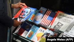 A misinformation newsstand is seen in midtown Manhattan on October 30, aiming to educate news consumers about the dangers of disinformation, or fake news, in the lead-up to the U.S. midterm elections.