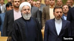 President Hassan Rouhani (left) with the head of presidential office, Mahmoud Vaezi, undated. FILE PHOTO