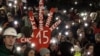 Thousands of students and citizens at protest in front of Serbian public broadcaster in Belgrade 