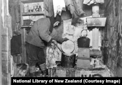 Anton Omelchenko cooking animal feed during the 1910-1913 British Antarctic Expedition. The Poltava-born pony handler was described as “always cheerful, always working, and a most useful addition,” to the team.