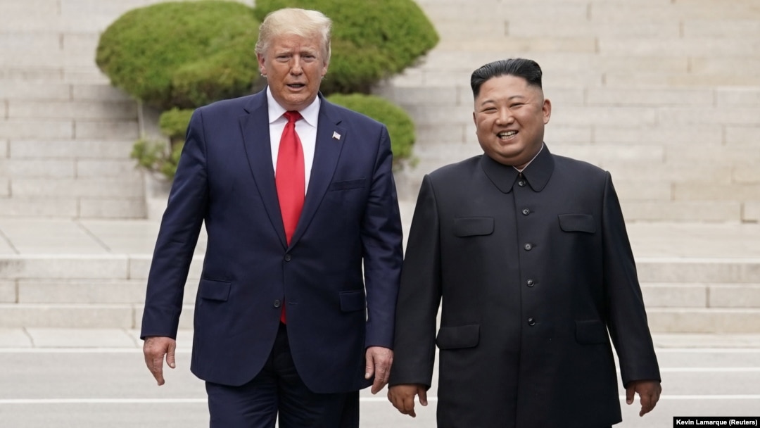 U.S. President Donald Trump (left) meets with North Korean leader Kim Jong Un at the demilitarized zone separating the two Koreas, in Panmunjom, South Korea, on June 30.