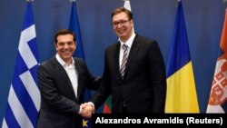 Грчкиот премиер Алексис Ципрас и претседателот на Србија Александар Вучиќ, Солун, 04.07.2018.