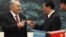 Kazakhstan - Kazakhstan's President Nursultan Nazarbayev (L) makes a toast with his Chinese counterpart Hu Jintao during a signing ceremony at the Great Hall of the People in Beijing, 22Feb2011