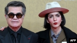 Iranian director Jafar Panahi and daughter Solmaz Panahi at the European Film Awards in Berlin on January 17