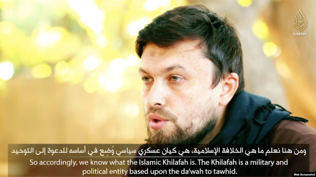 A Russian-speaking militant -- identified as Abdullah al-Moldovi ("The Moldovan") -- in the video released by Al Hayat, the Islamic State (IS) group's media wing.