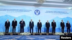 Kyrgyzstan - The leaders of Russia and other Commonwealth of Independent States (CIS) countries pose for a group photo at a summit in Bishkek, October 13, 2023.