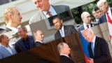 Коллаж из встреч Владимира Путина с пятью президентами США