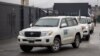 OSCE cars at the checkpoint Stanytsia Luhanska in November 2021
