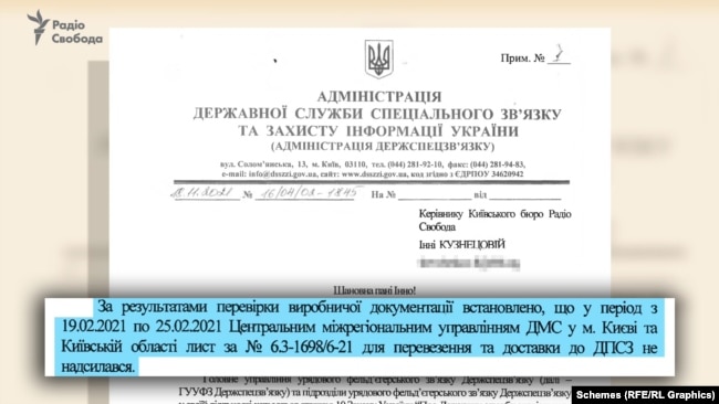 У Державній службі спеціального зв'язку зазначили, що лист із відповідними реквізитами у період з 19 по 25 лютого з Міграційної до Прикордонної служби не надсилався: ні фельд’єгерським, ні спецзв’язком