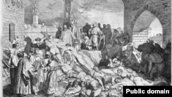 یک تابلو نقاشی از سال ۱۳۴۸ که نشان می‌دهد طاعون چگونه در شهرهای اروپایی مانند فلورانس قربانی گرفت