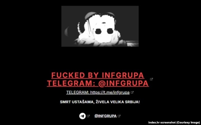 Screenshot stranice Ministarstva rada Hrvatske za vrijeme hakerskog napada "INF GRUPE"