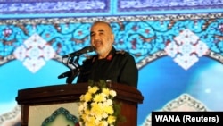 IRGC commander Hossein Salami says Iran "is engaged in a biological battle." (file photo)