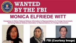 U.S. -- A FBI image shows a wanted poster for Monica Elfriede Witt, a former US air force counterintelligence officer