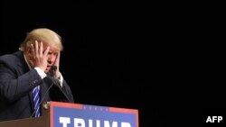 Republican presidential candidate Donald Trump speaks during a campaign rally at the Treasure Island Hotel & Casino in Las Vegas, Nevada on October 8. 