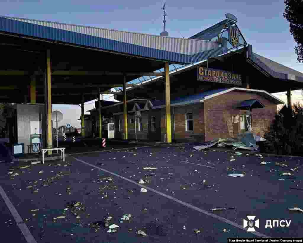 Ukraine’s Starokozache checkpoint, on the border with Moldova, seen on September 9 after a series of Russian drones struck the facility. Two people were killed in the attack.Russia claimed to have targeted “logistics facilities” at the crossing that were used for “delivering military cargo into Ukrainian territory.” 