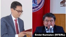 Азыркы мэр Алмазбек Мамбетов (солдо) жана мурдагы мэр Сатыбек Шамшудинов (оңдо).