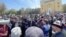 Demonstrators rally against land reform rally in Almaty on April 24.