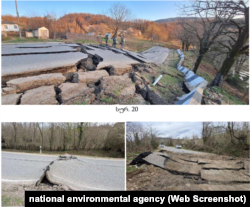 მეწყრით დანგრეული გზა - ფოტოები გეოლოგიური დასკვნიდან