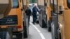  Local Serbs blocking the road leading to the northern Kosovo border crossing of Jarinje.