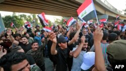 تصویری از اعتراضات هواداران گروه‌های تحت حمایت ایران به نتیجه انتخابات عراق