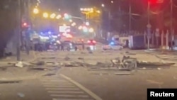 На месцы ўдару бесьпілётніка ў цэнтры Масквы. 4 траўня 2026 году