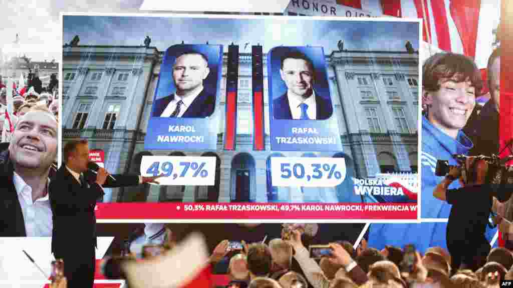 A választás rendkívül szoros eredményt hozott: közvetlenül urnazárás után az exit poll eredményei szerint akkor még az első forduló nyertese, az EU-barát Trzaskowski vezetett kis többséggel, de késő este kiderült, hogy Nawrocki nyerte az elnökválasztást