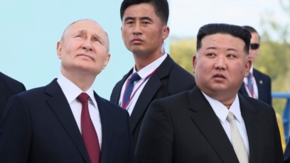 Лидерите на Русия и Северна Корея Владимир Путин и Ким