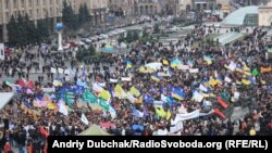 Protesters in Independence Square in Kyiv today.