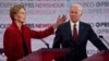 Senatoarea Elizabeth Warren și fostul vice-președinte Joe Biden într-o dezbatere din cadrul preliminariilor democrate pentru alegerile prezidențiale din noiembrie 2020.