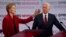 Senatoarea Elizabeth Warren și fostul vice-președinte Joe Biden într-o dezbatere din cadrul preliminariilor democrate pentru alegerile prezidențiale din noiembrie 2020.