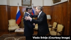 Potpredsednik Vlade Srbije Aleksandar Vulin tokom susreta sa ruskim ministrom spoljnih poslova Sergejem Lavrovom tokom višednevne posete Moskvi, 28. februar 2025.
