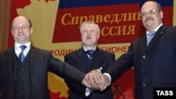 Соучредители "Справедливой России" Александр Бабаков, Сергей Миронов и Игорь Зотов, 29 октября 2007