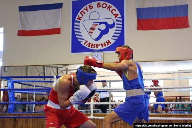 Salla në klubin e boksit Tavria në Simferopol, ku stërvitej Oleksandr Usyk. Fotografia u shkrep pas pushtimit të Krimesë nga Rusia.