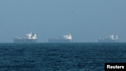 Tankers off the coast of the United Arab Emirates on March 3