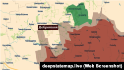 Місто Добропілля на мапі DeepState станом на 22 жовтня 2026 року